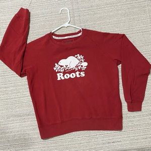 Comfy Vintage Roots Crew Neck Red Long Sleeve Sweater